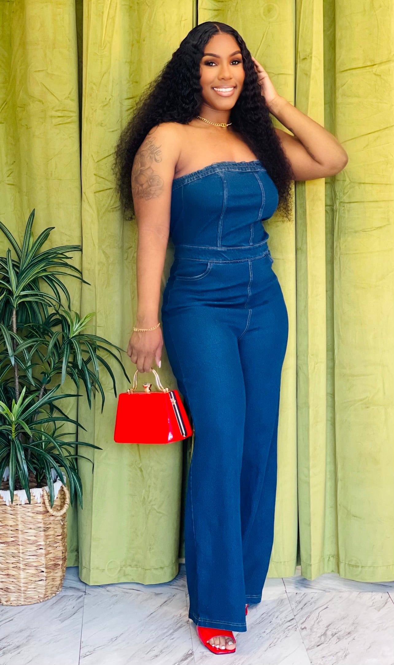 Denim Tube Jumpsuit