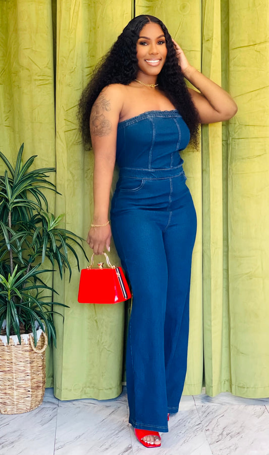 Denim Tube Jumpsuit