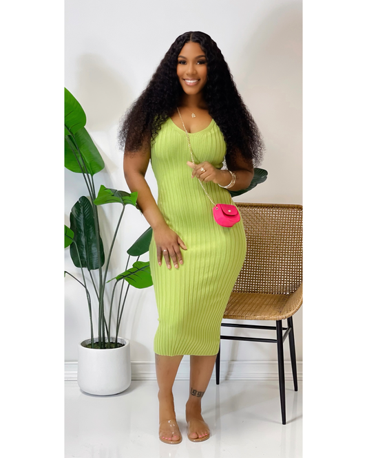 Sleeveless Midi Dress (Lime)