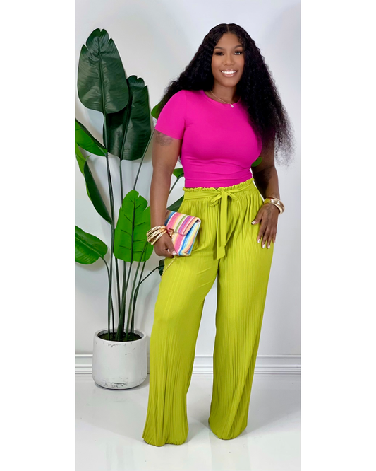 Self Tie Wide Legs (Lime)