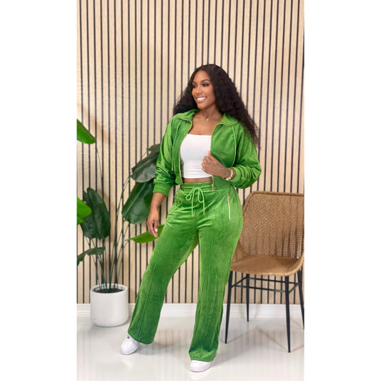 Velour Zipper Set (Green)