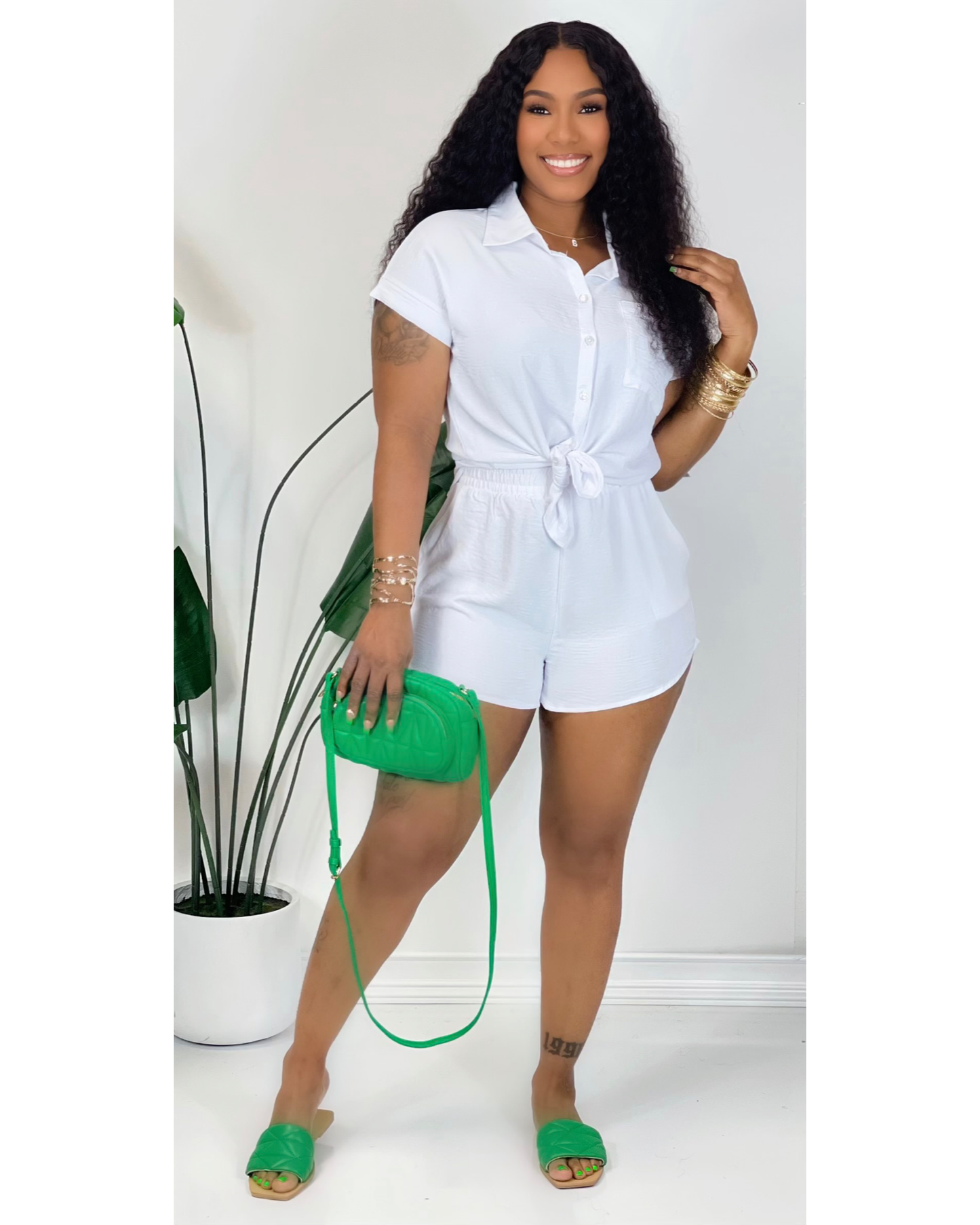 All White Linen Set