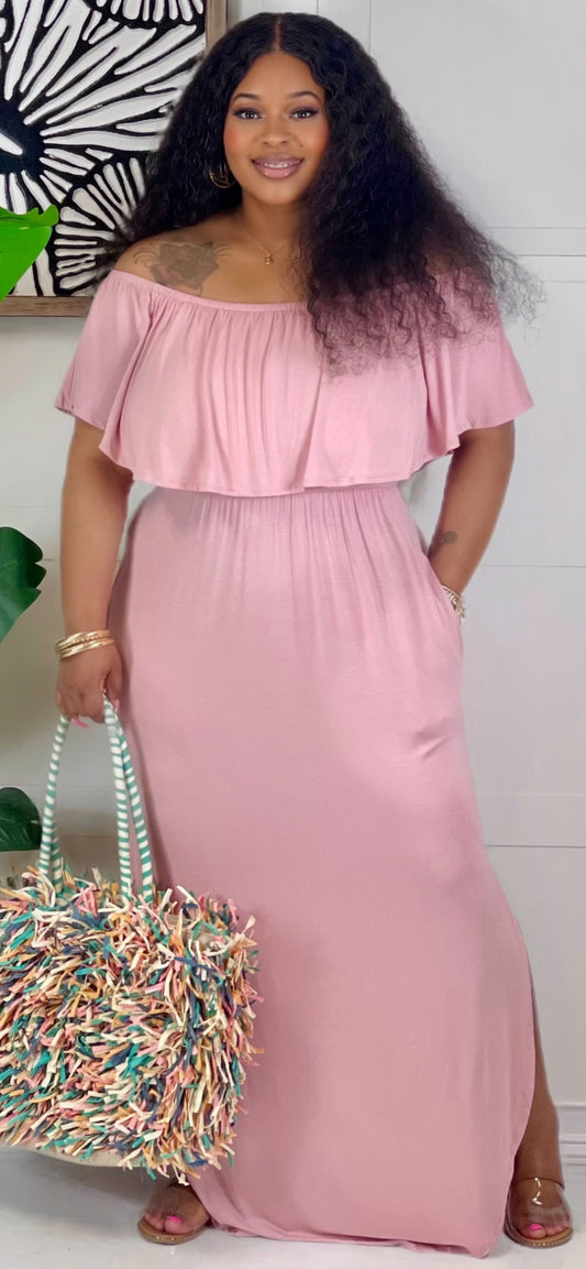 Ruffle Pocket Maxi (Soft Pink)