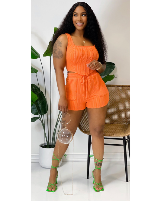Corset Shorts Set (Orange)