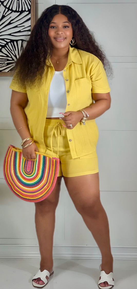 The Linen Shorts Set (Banana)