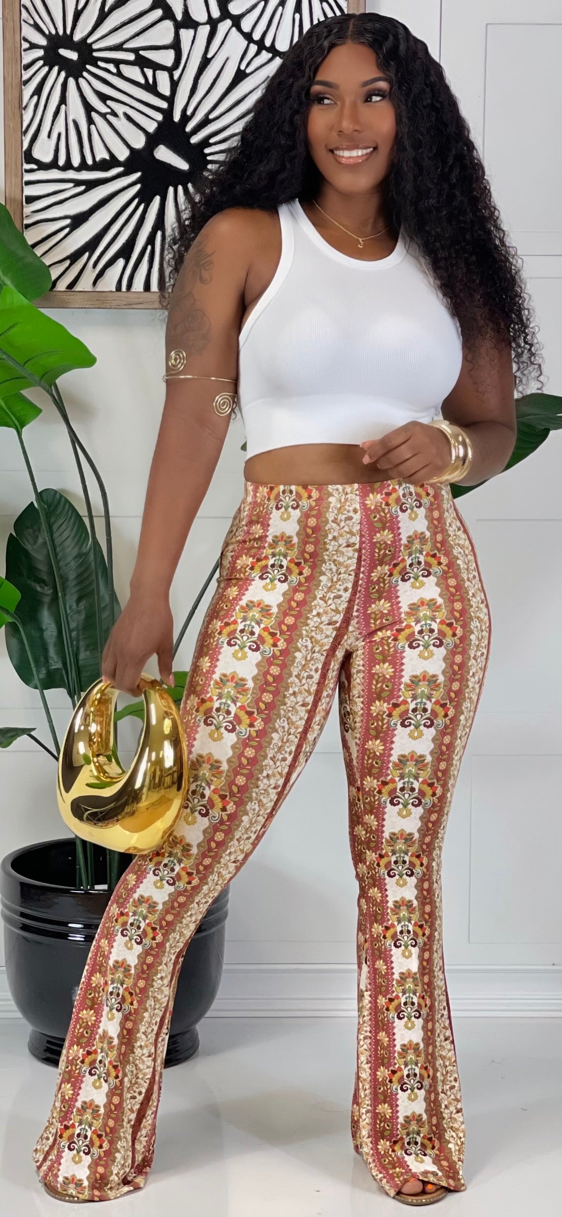 Boho Floral Flares (Rust)