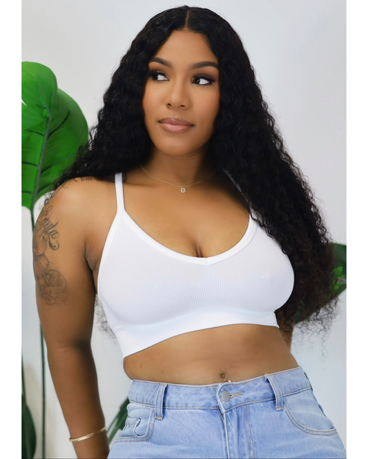 White Crossed Back Crop Top