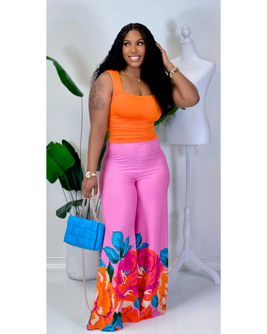 Floral Wide Leg Pants