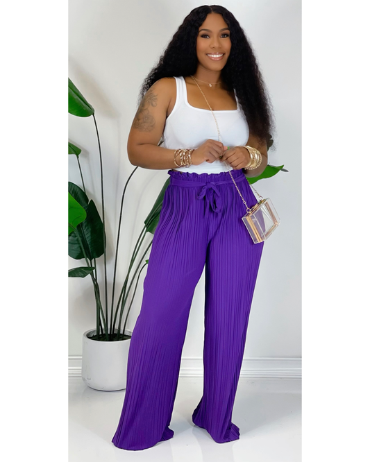 Self Tie Wide Legs (Purple)