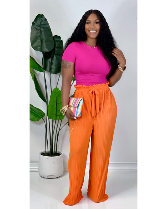 Self Tie Wide Legs (Orange)