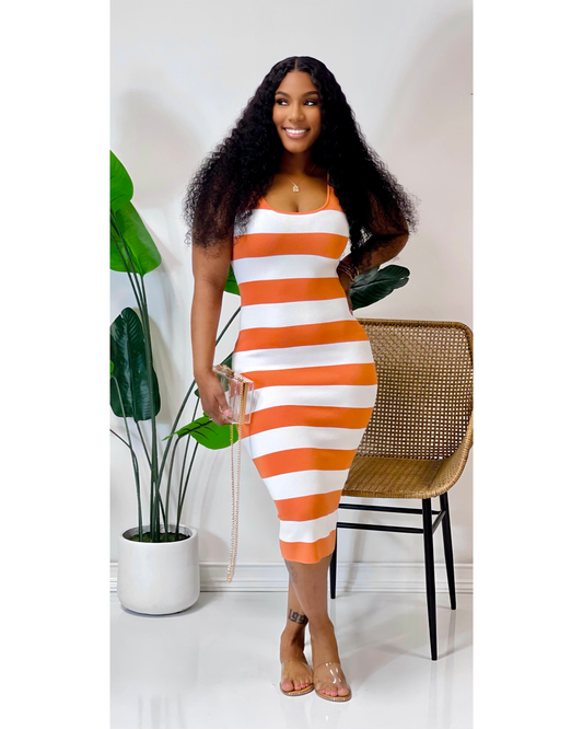 Striped Sweater Midi Dress