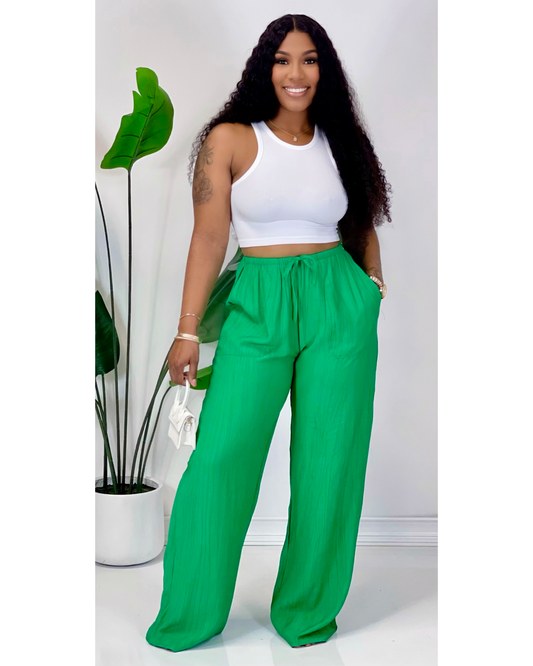 Drawstring Linen Pants (Kelly)