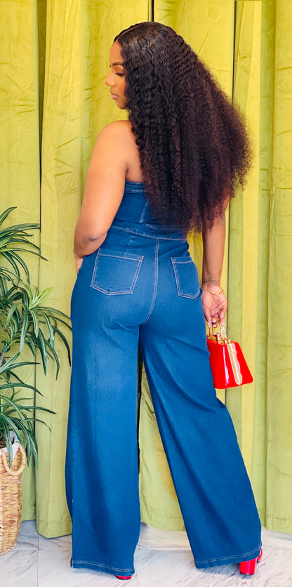 Denim Tube Jumpsuit