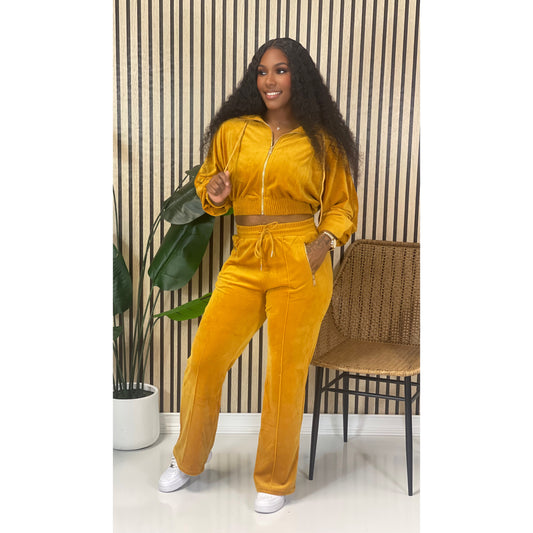 Velour Zipper Set (Mustard)
