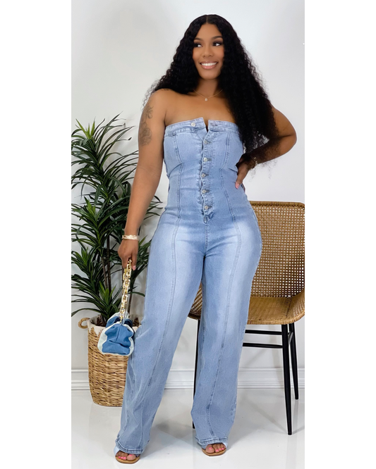 Denim Tube Jumpsuit