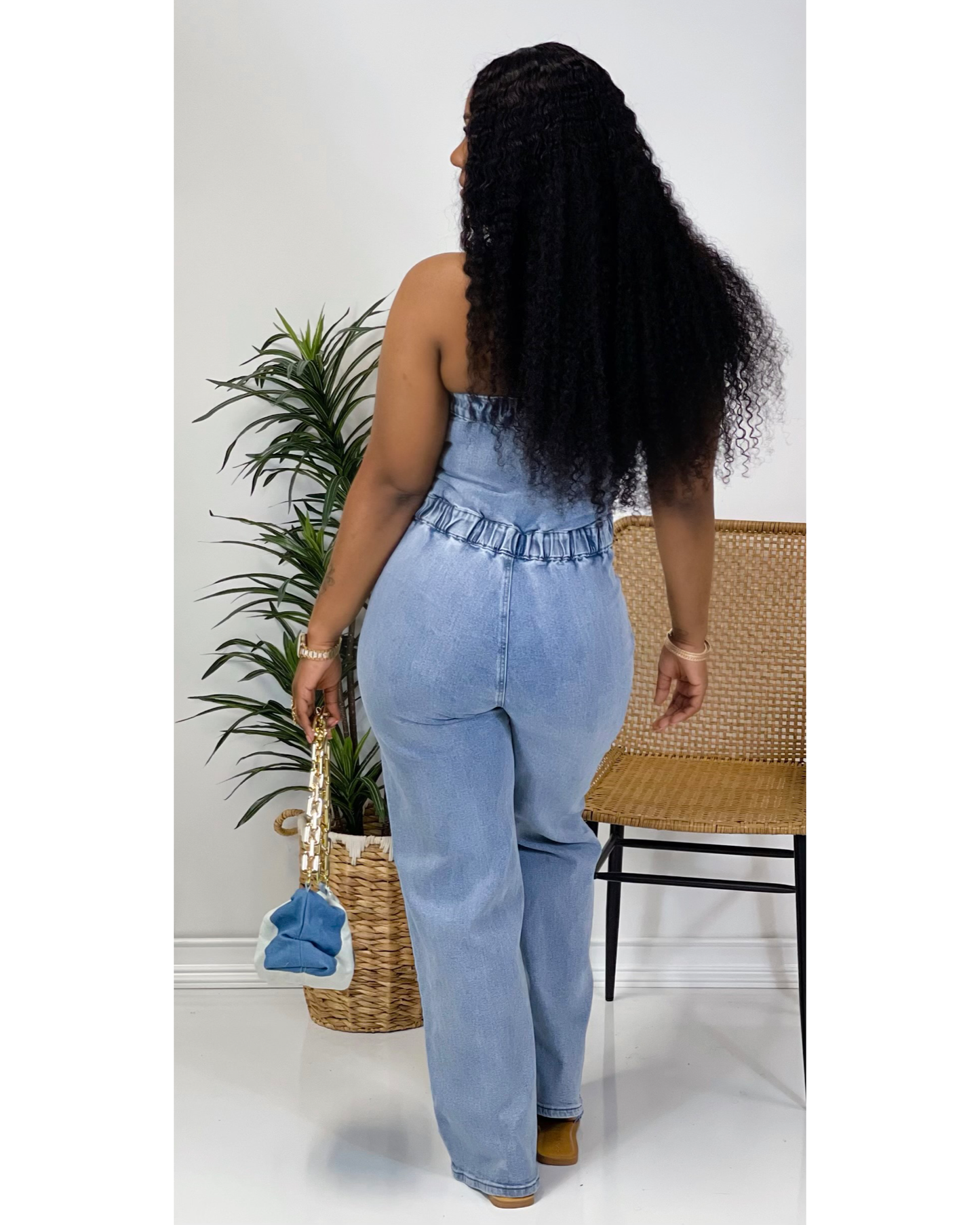 Denim Tube Jumpsuit