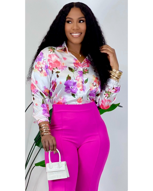 Floral Button Down (Wht)