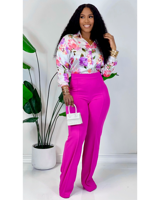 High Waist Flares (Berry)