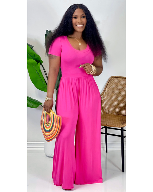 Fuchsia Wide Leg Jumpsuit