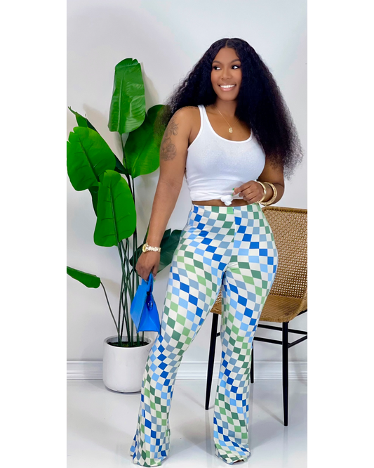 Checker Print Flares (Blue )RS