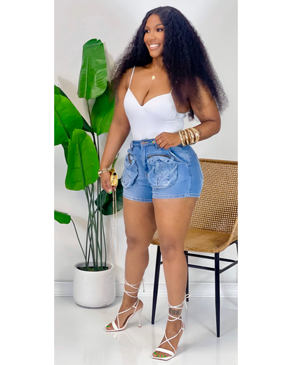 Cargo Denim Shorts