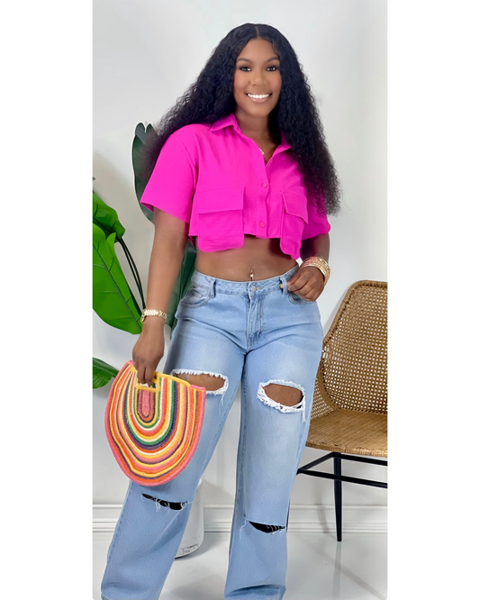 Fucshia Cargo Top