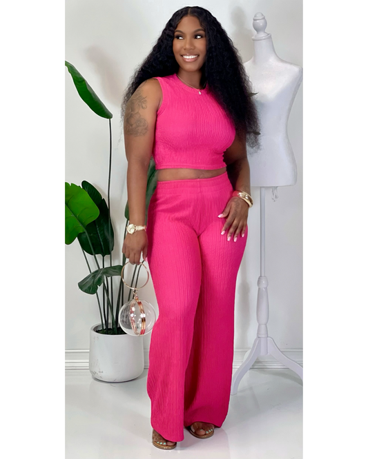 Sleeveless Pants Set (Berry)
