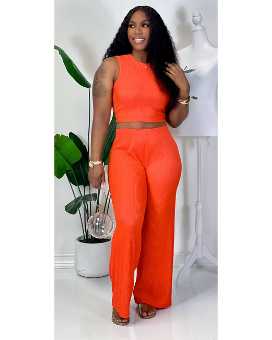 Sleeveless Pants Set (Orange)