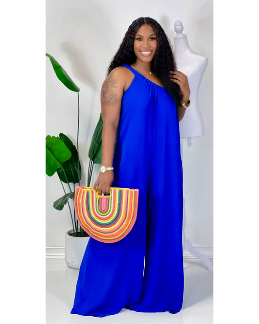 One Shoulder Romper (Royal)